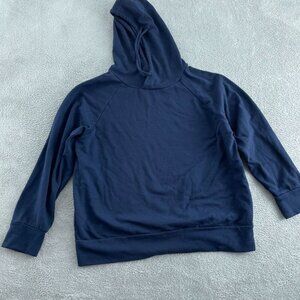 Eddie Bauer Womens Navy Blue Hoodie Long Sleeve Soft Blend Pullover Size L 5741